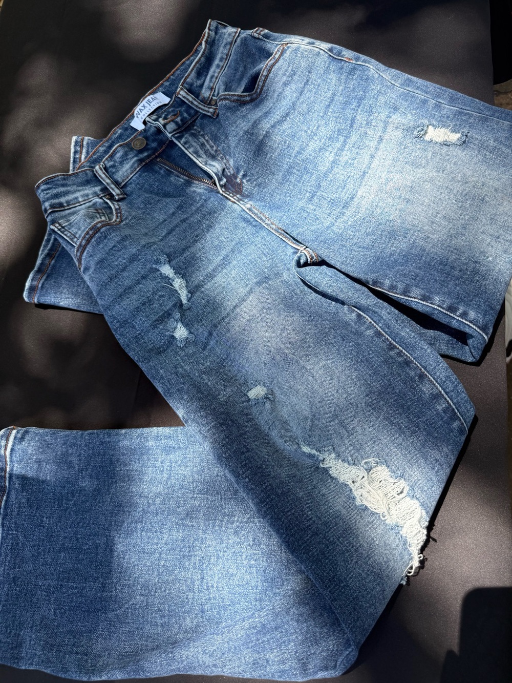 Wax Jean Light Blue Denim with Orange Topstitching